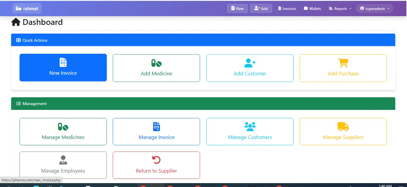 PharNix Pharmacy Customer Management Dashboard